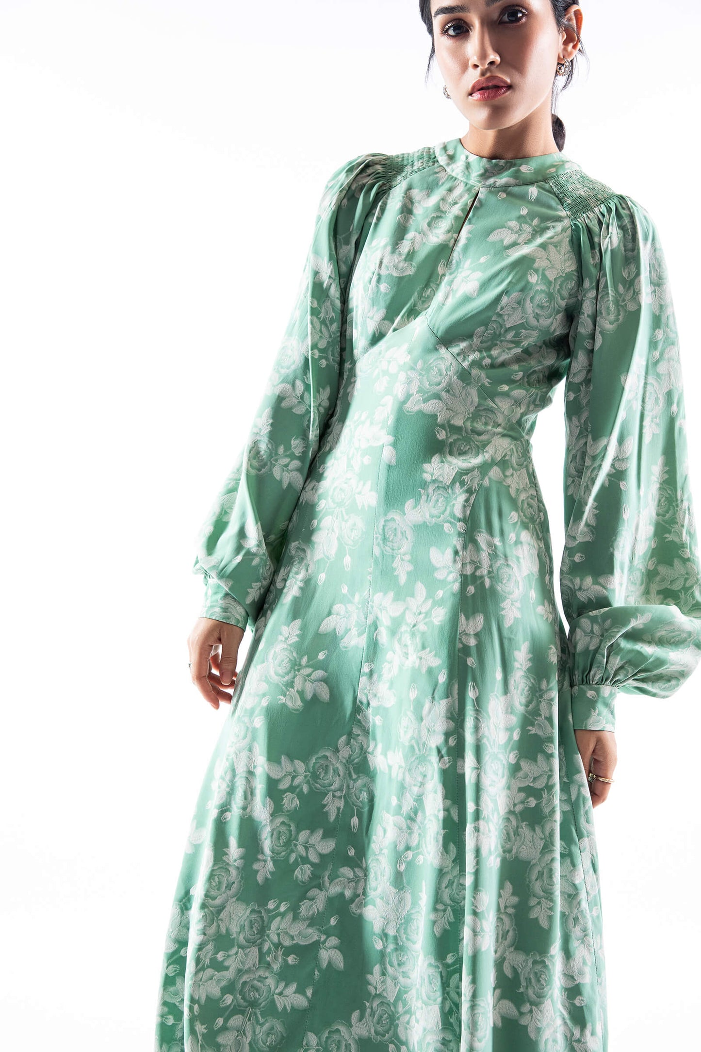Mint Floral Jacquard Maxi
