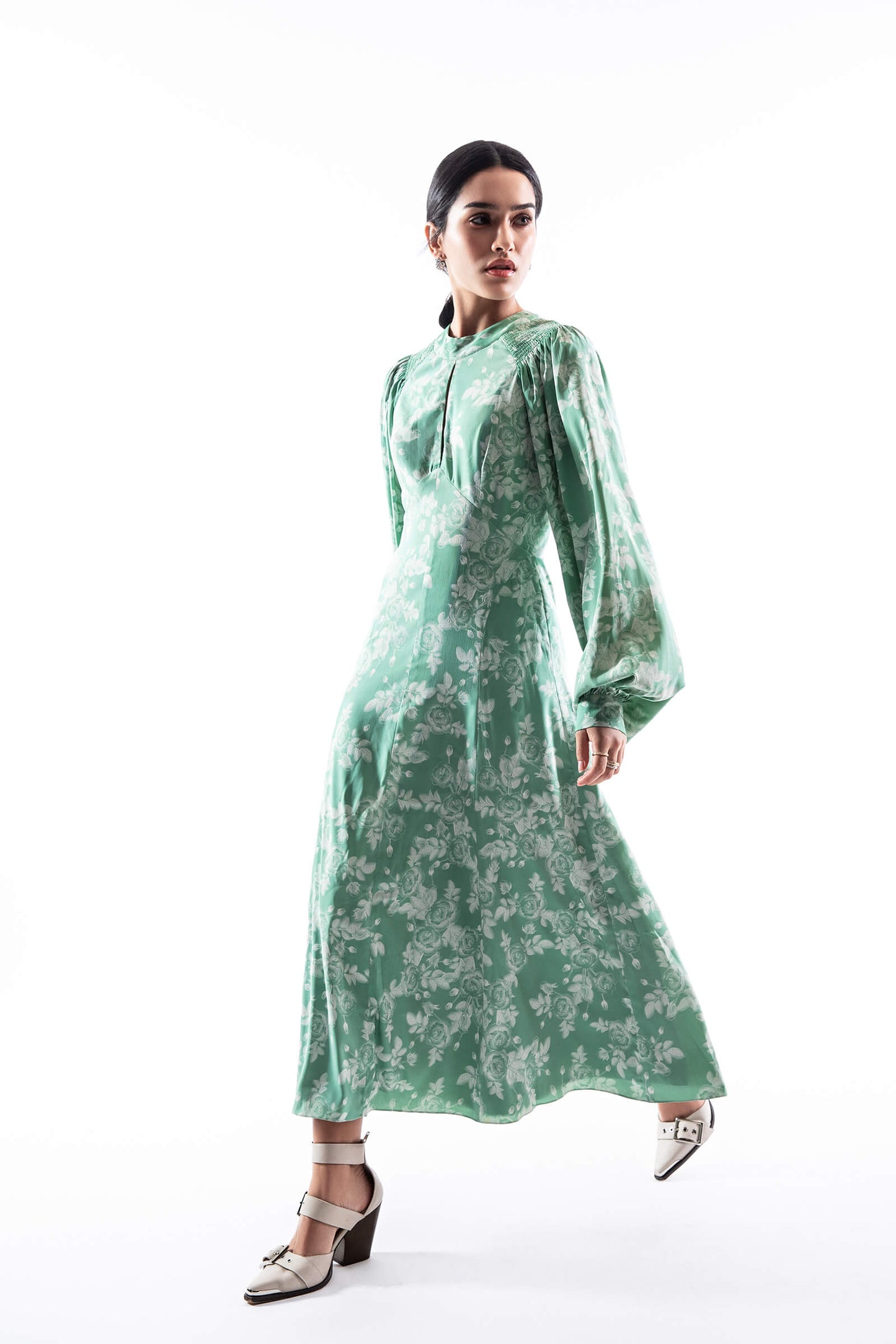 Mint Floral Jacquard Maxi