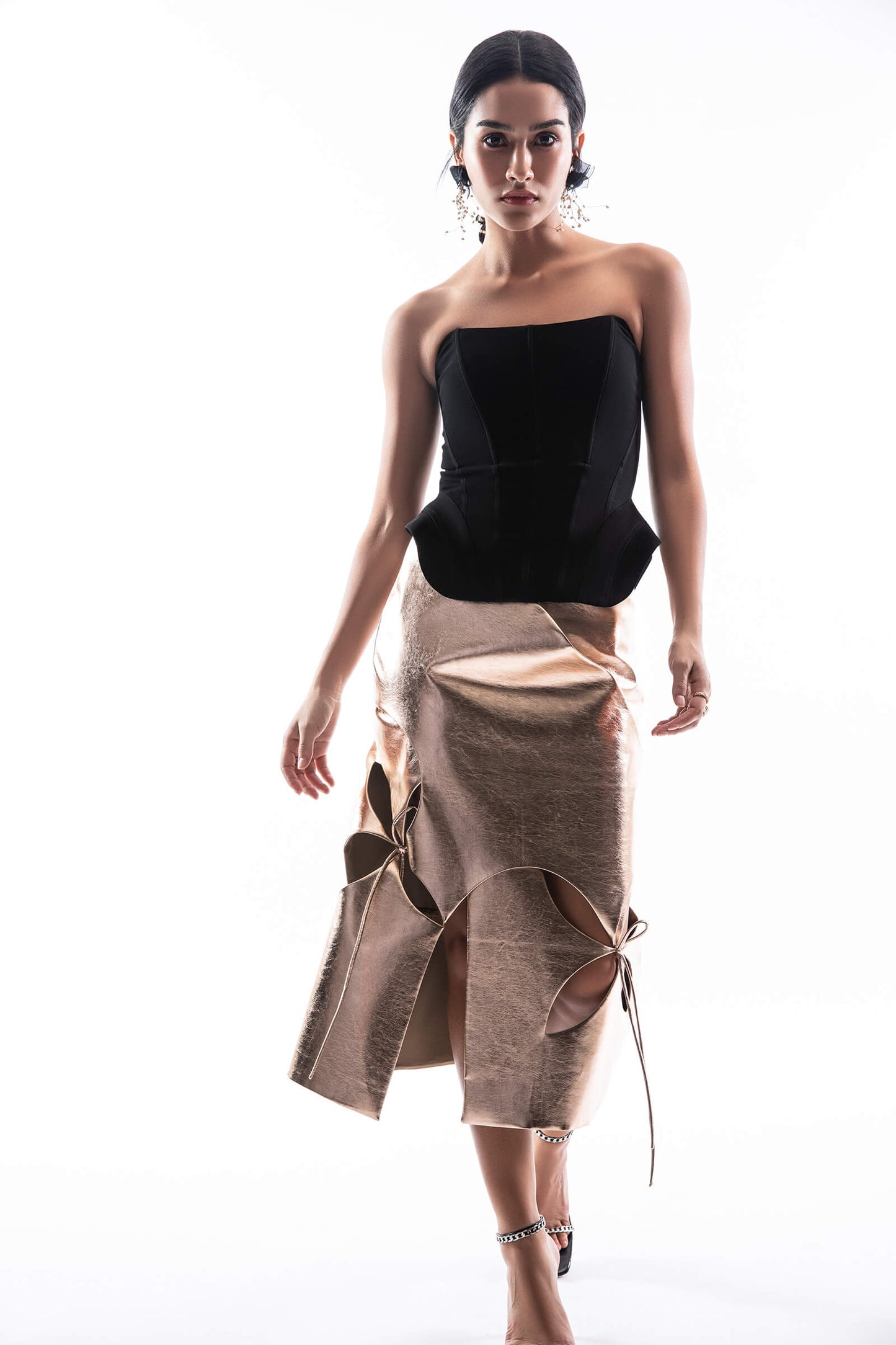 Gold Andrea Leather Skirt