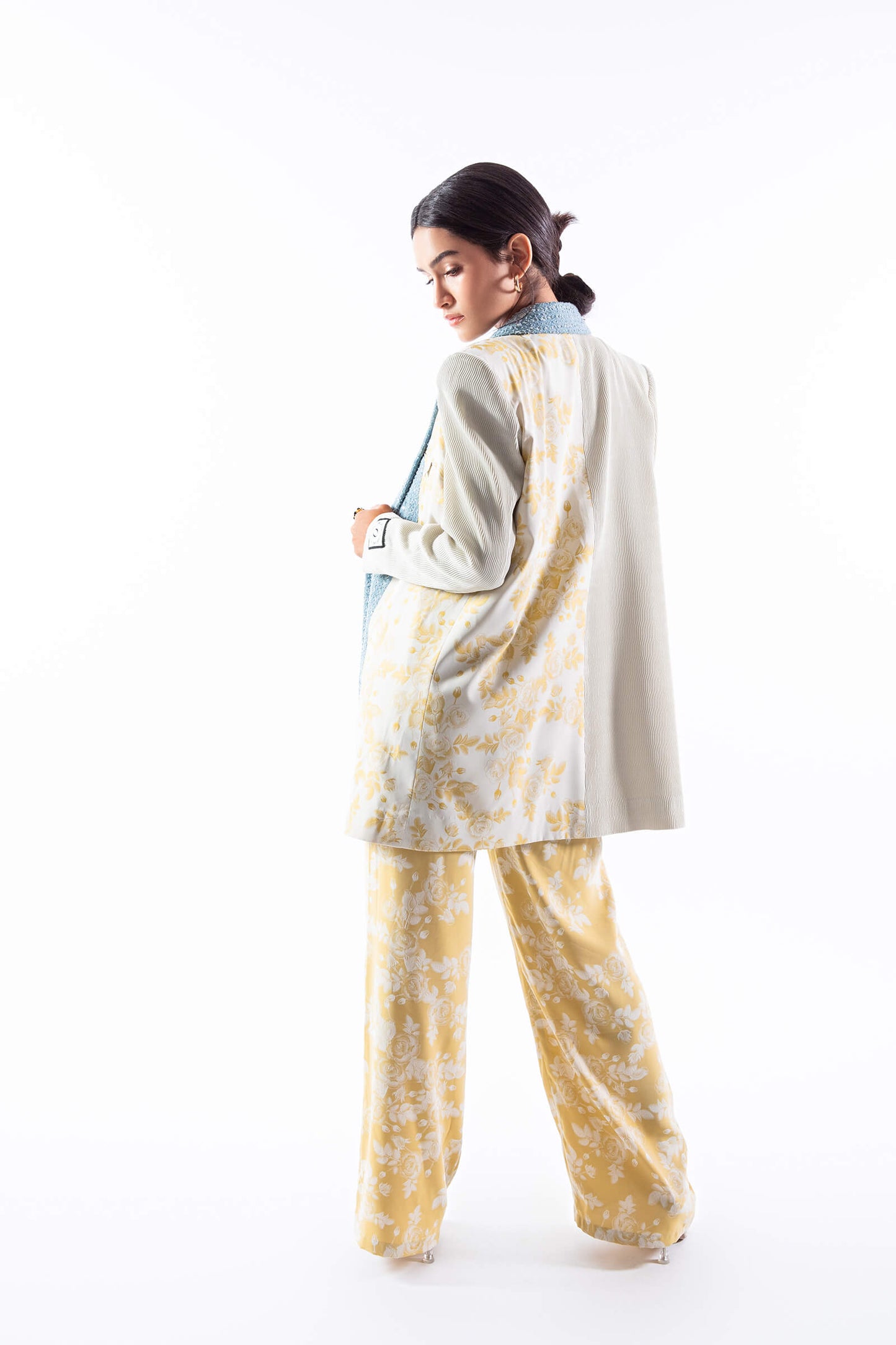 Floral Jacquard Drawstring Trousers