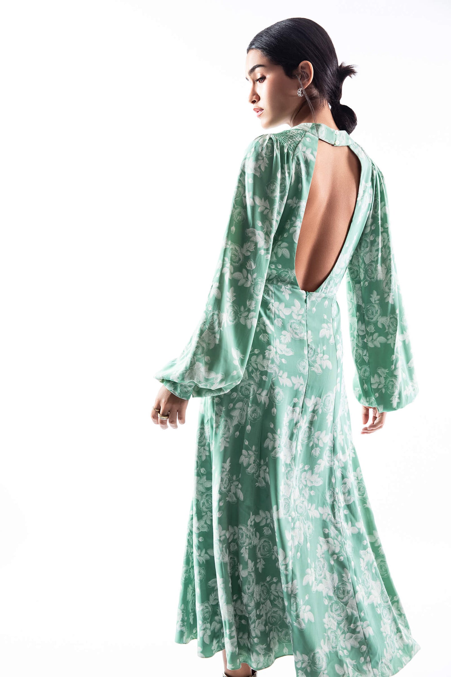 Mint Floral Jacquard Maxi
