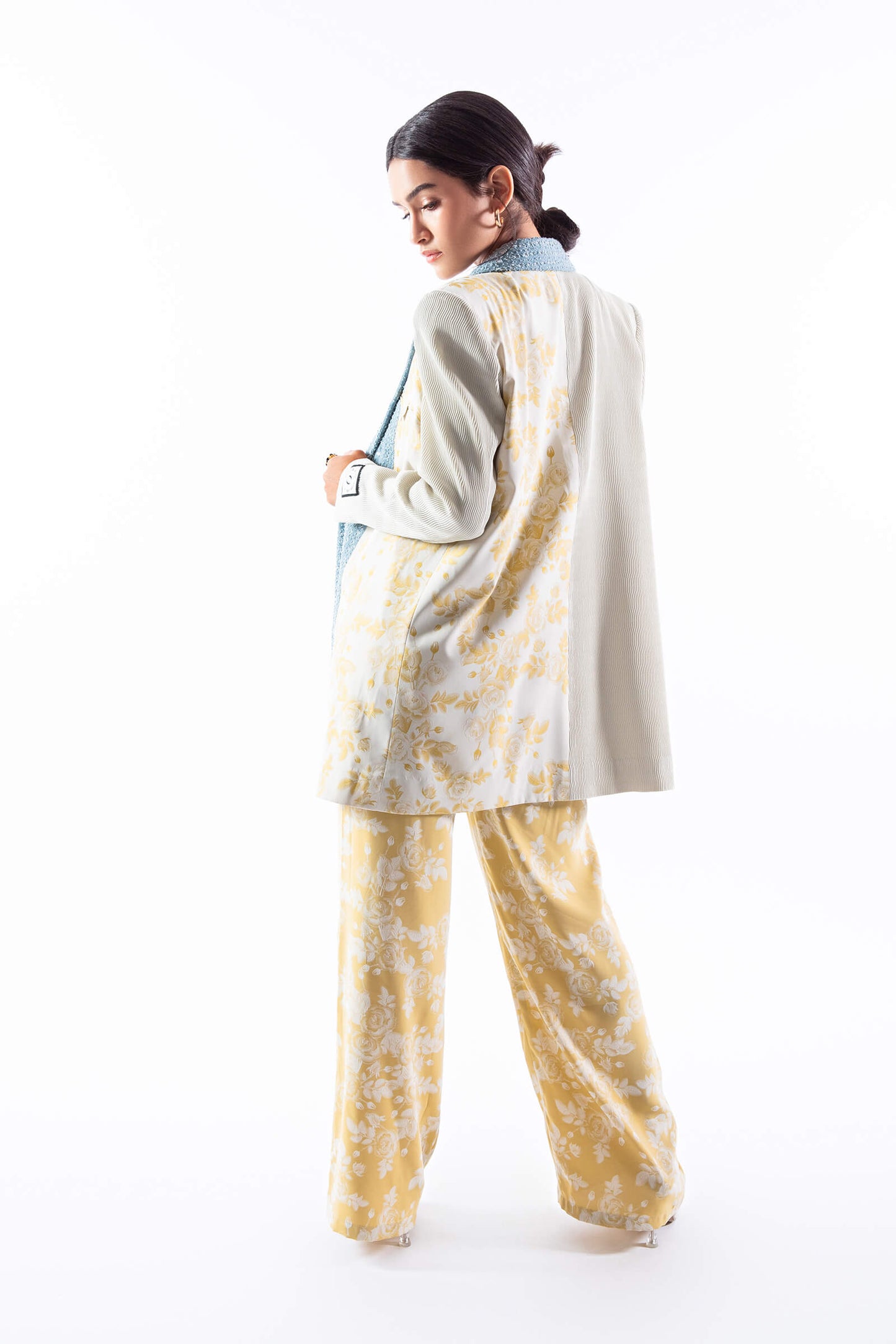 Floral Jacquard Drawstring Trousers