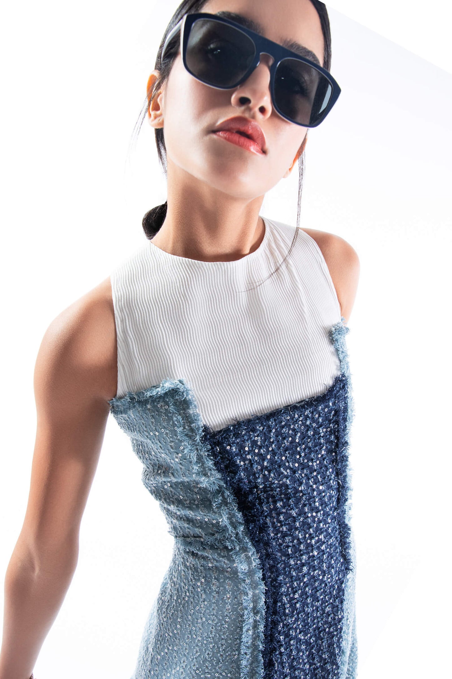 Color Blocked Denim Dress
