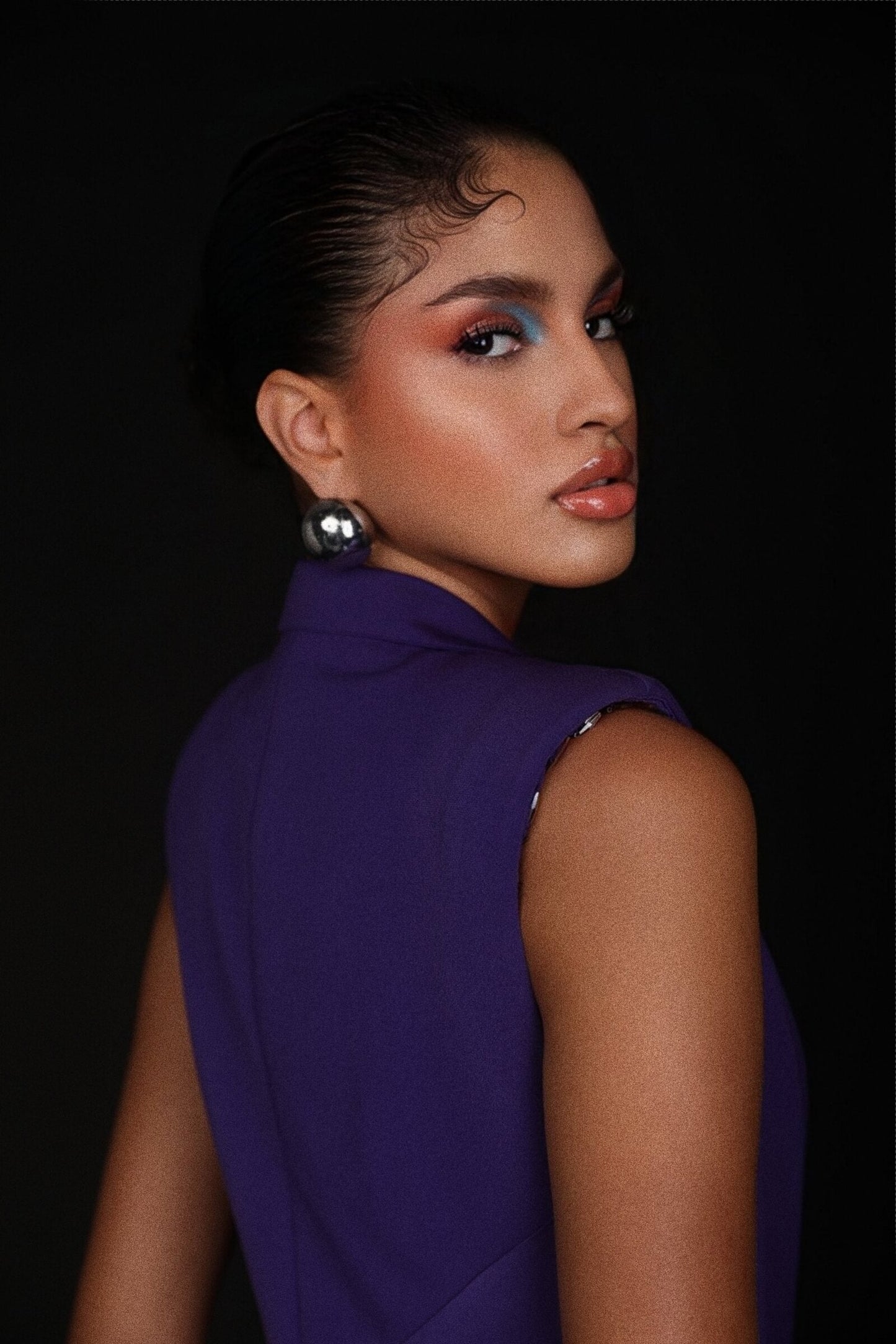 Plum Jersey Blazer With Drape