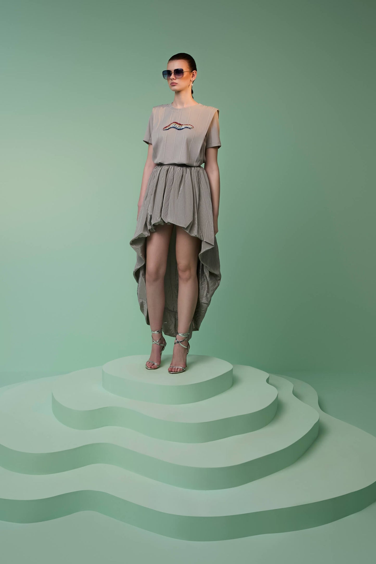 Grey Asymmetrical Skirt