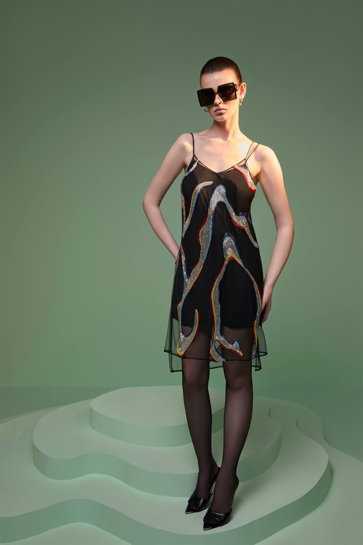Black Iris Slip Dress