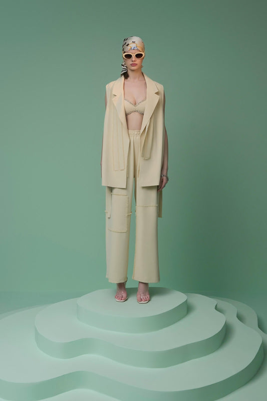 Butterscotch Trousers With Fray Detail