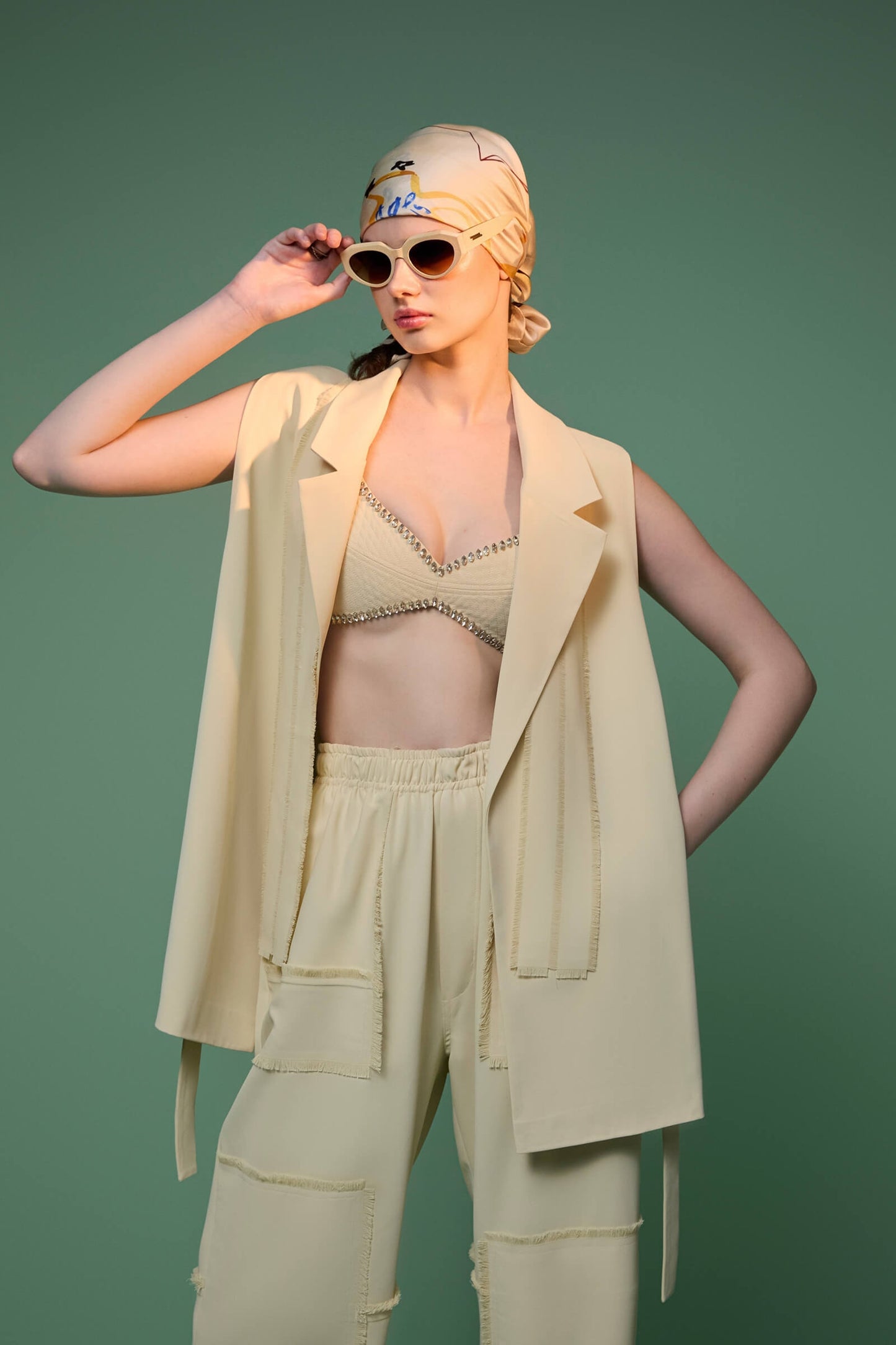 Butterscotch Trousers With Fray Detail