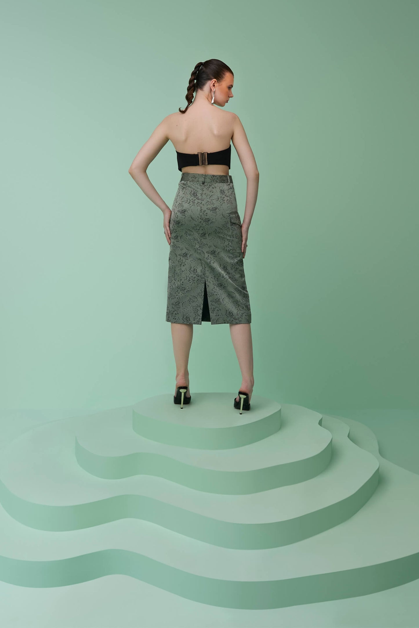 Sage green satin bow top